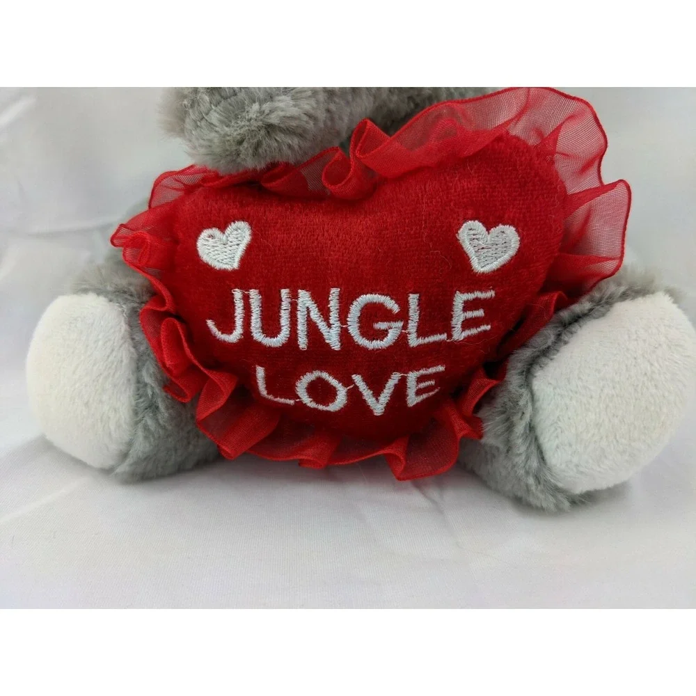 Gray Elephant Plush 7 Inch Jungle‎ Love Heart Pillow Red Inter-American Products